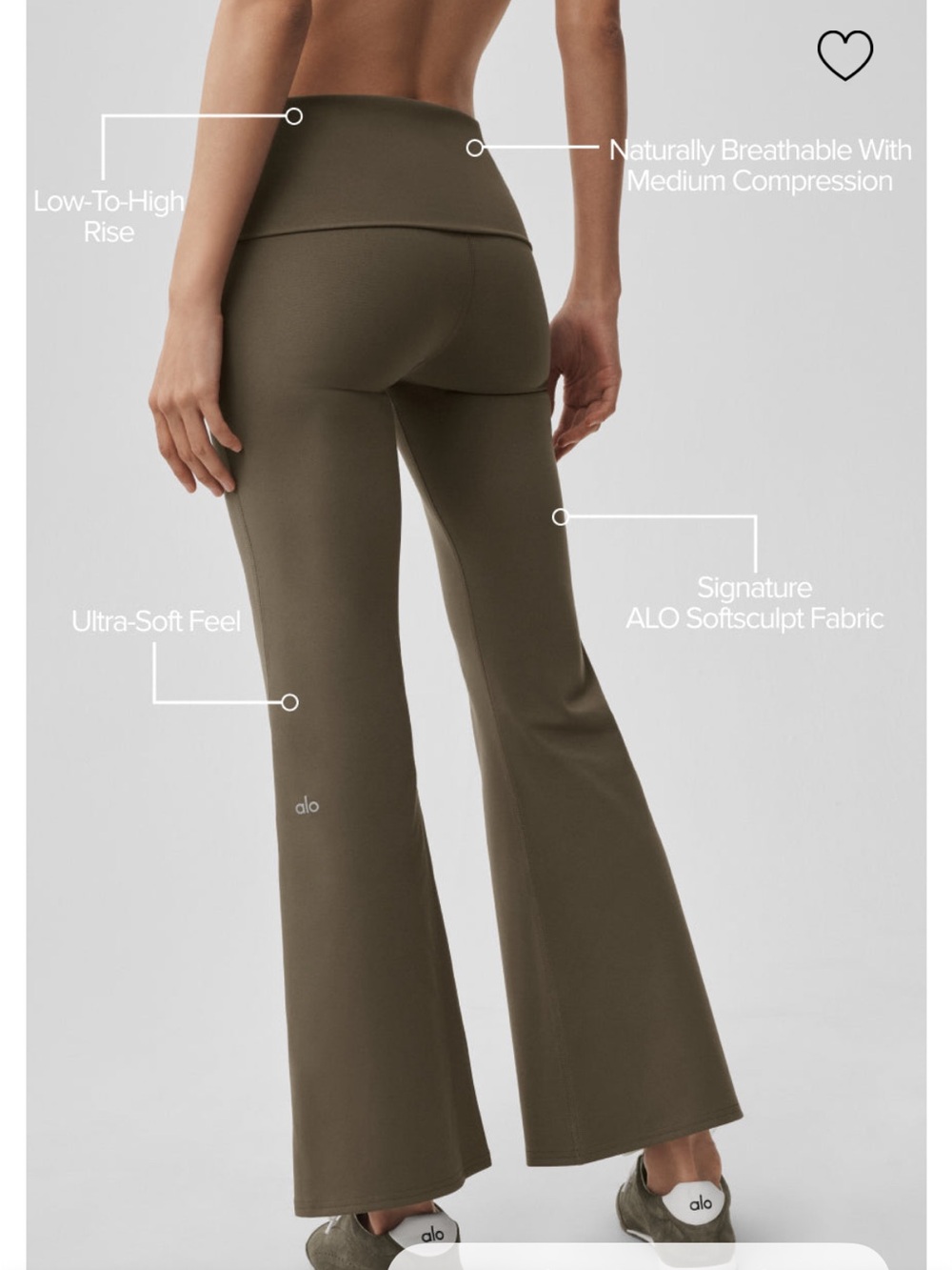 ALO Yoga Foldover Flare Leggings - Olive Tree
